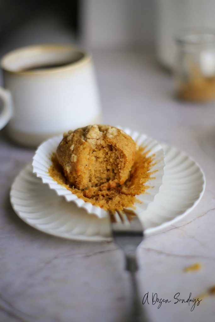 Easy from-scratch spiced pumpkin muffins - Recipe from A Dozen Sundays