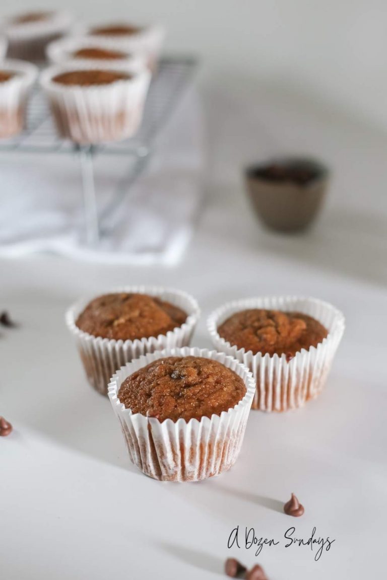 Easy Banana Chocolate Chip Muffins from a Recipe by A Dozen Sundays