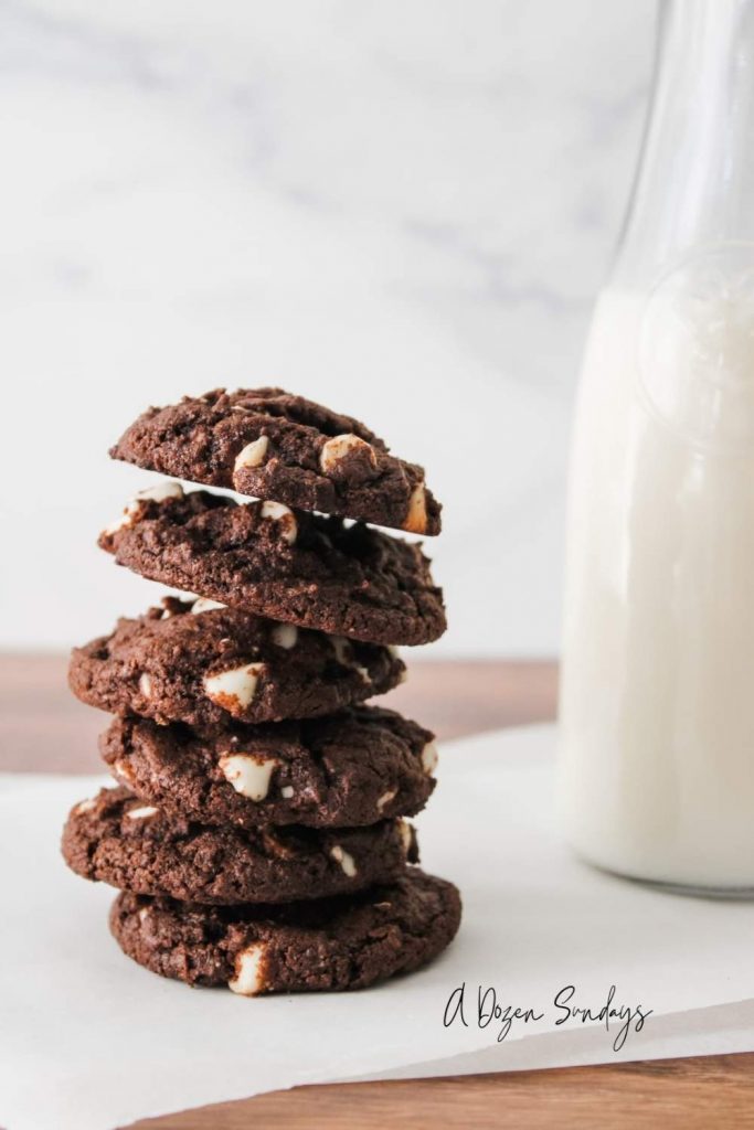 Easy Chocolate Chip Cookies Recipe - Chocolate Cookies with White Chocolate Chips from A Dozen Sundays