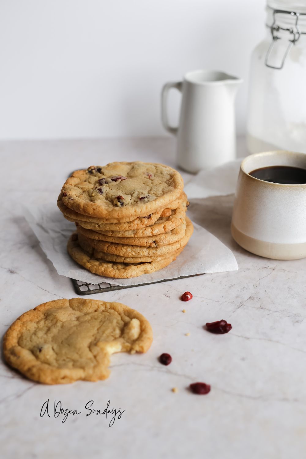 Easy White Chocolate and Cranberry Cookies - A Dozen Sundays
