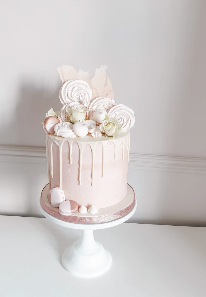 Easy Chocolate Drip Cake Tutorial - Chocolate Drip Recipe - Pink and White Drippy Cake