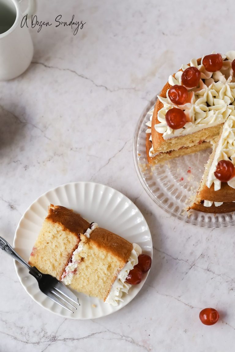 Easy Cherry Bakewell Cake Recipe - A Dozen Sundays