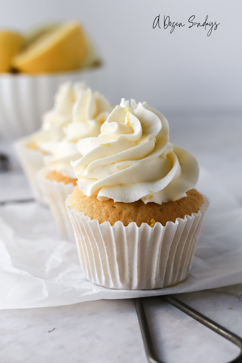 Easy Lemon Curd Cupcakes Recipe - Lemon Sponge with Lemon Buttercream - A Dozen Sundays