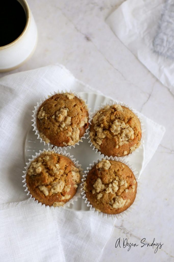 Easy from-scratch spiced pumpkin muffins - Recipe from A Dozen Sundays