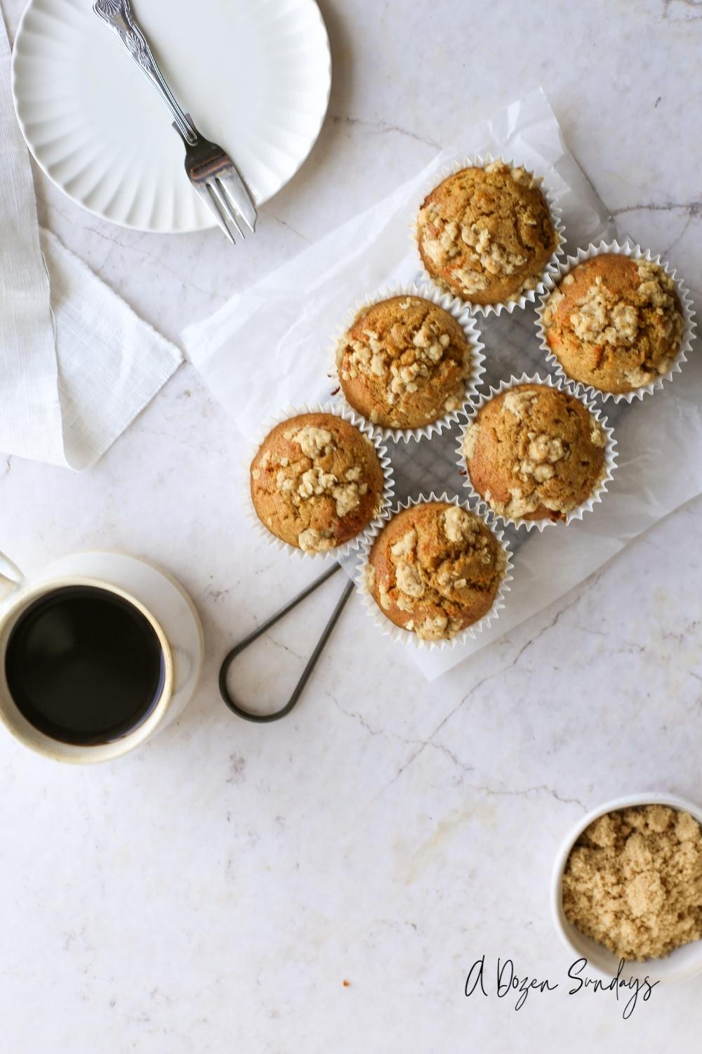 Easy from-scratch spiced pumpkin muffins - Recipe from A Dozen Sundays