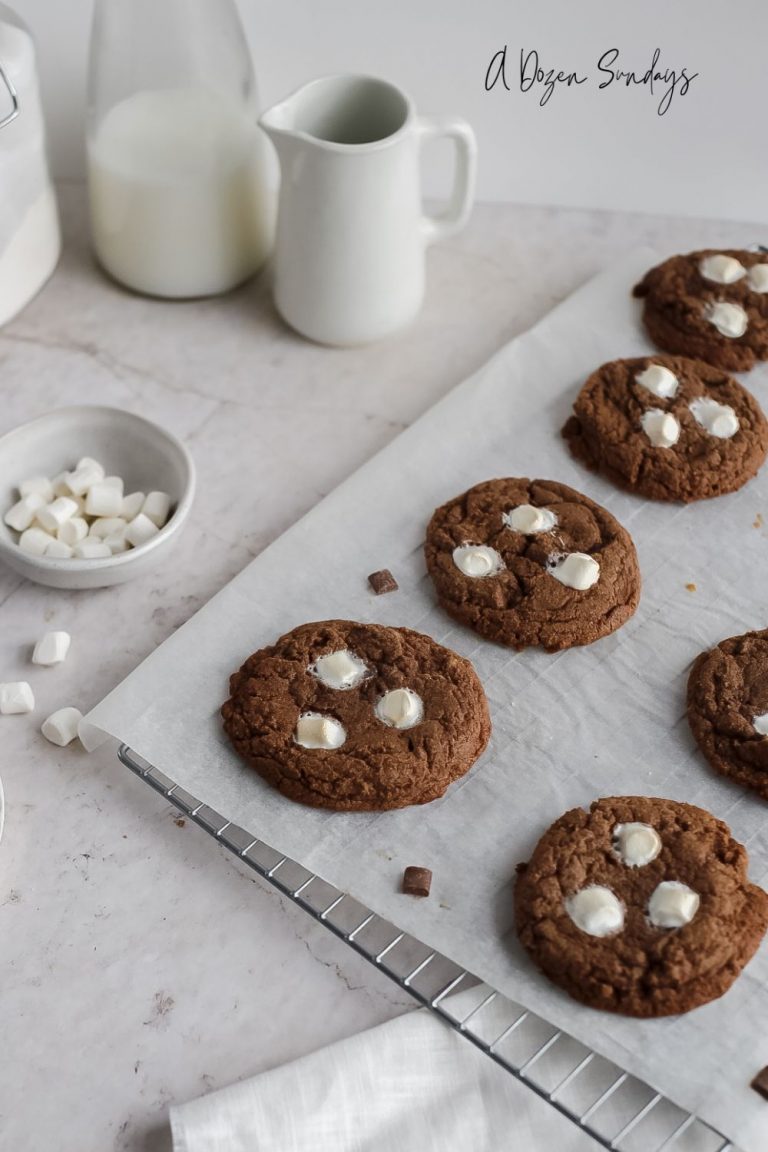 Hot chocolate cookies with marshmallows