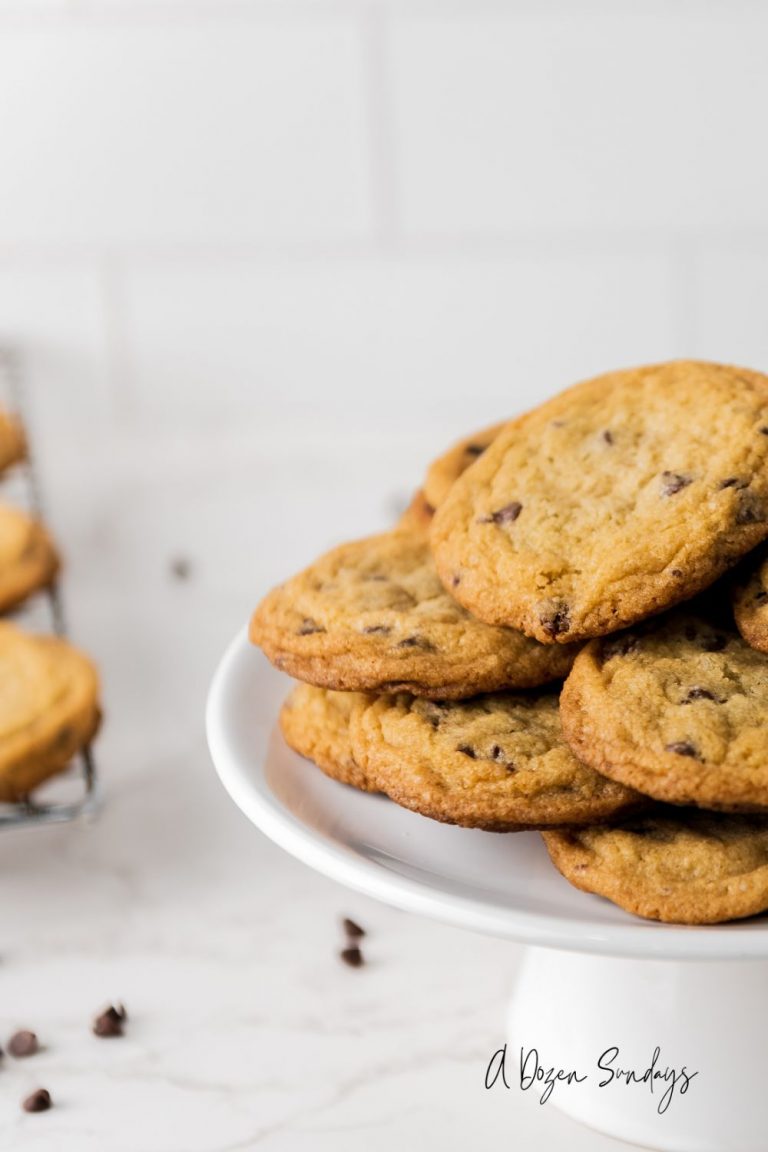 A pile of choc chip cookies