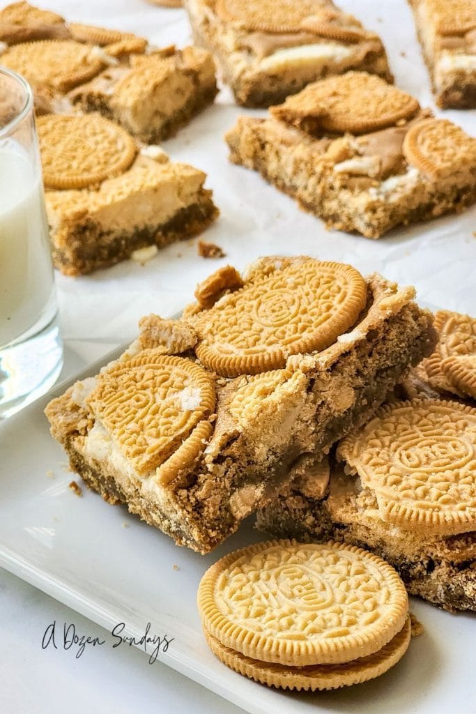 Golden Oreo Blondies from a recipe by A Dozen Sundays