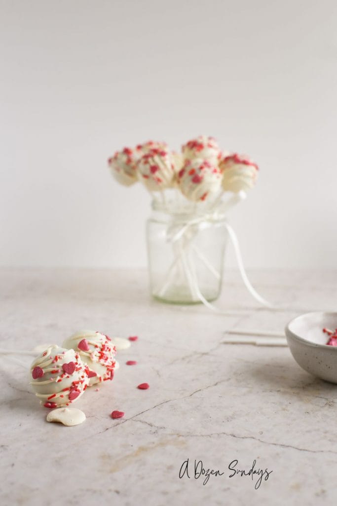 Red Velvet Cake Pops for Valentines Day - Easy Cake Pop Recipe UK - A Dozen Sundays