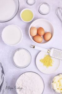 Ingredients for mini lemon bundt cakes