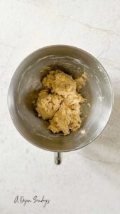 Cookie dough in a mixing bowl