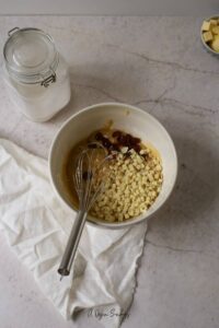 Ingredients for Cherry Bakewell Blondies in a bowl