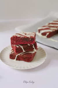 Red Velvet Brownies with Cream Cheese Glaze